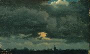 unknow artist Stormy Sky over Landscape with Distant Church oil painting on canvas
